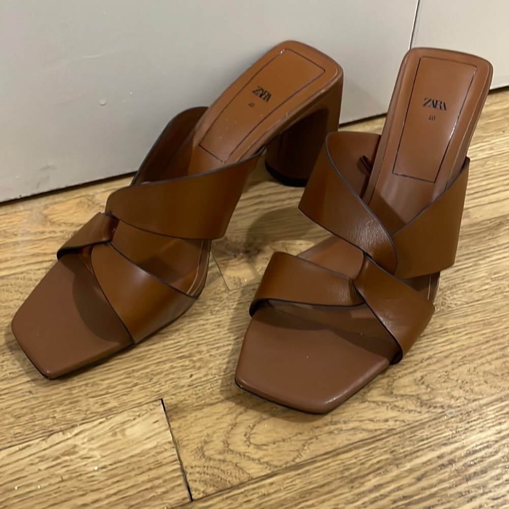 WORN ONCE brown zara heels
